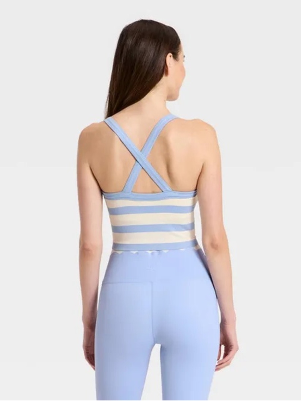 JoyLab Women's Seamless Cropped Support Tank Top, S - Periwinkle Stripe XXS NWT - Picture 3 of 7